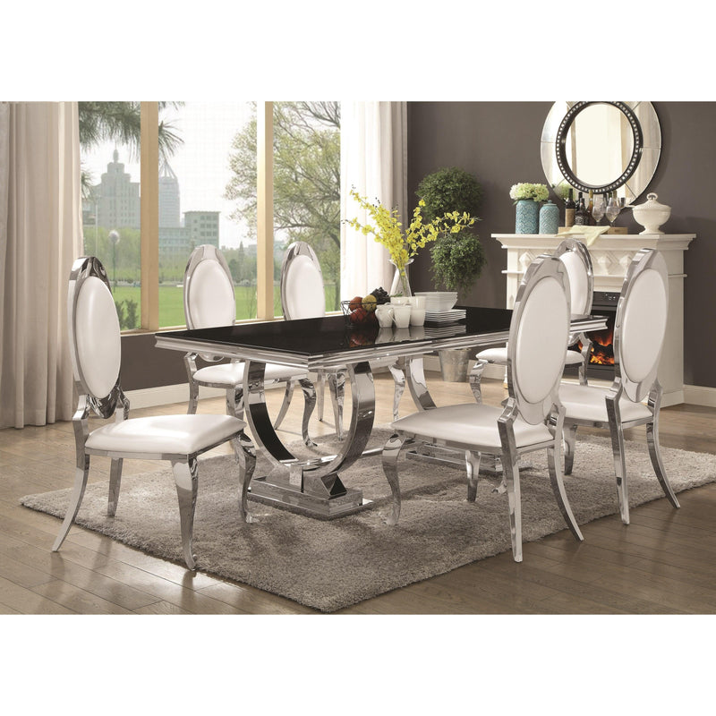Coaster Furniture Antoine Dining Table with Glass Top and Pedestal Base 107871 IMAGE 2