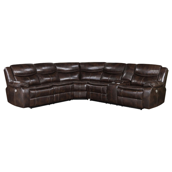 Coaster Furniture Sycamore Power Reclining Leatherette Sectional 610190P IMAGE 1