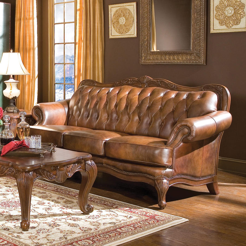 Coaster Furniture Victoria Stationary Leather Sofa 500681 IMAGE 3