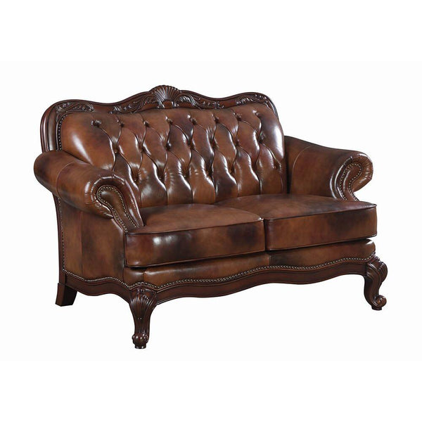 Coaster Furniture Victoria Stationary Leather Loveseat 500682 IMAGE 1