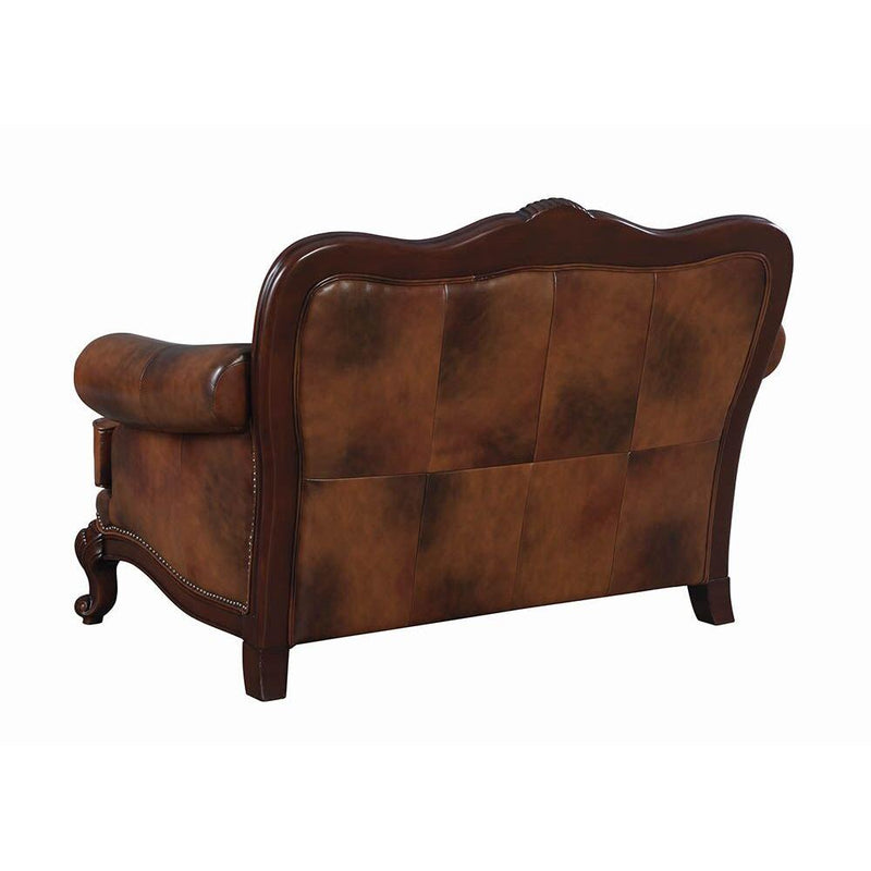 Coaster Furniture Victoria Stationary Leather Loveseat 500682 IMAGE 2