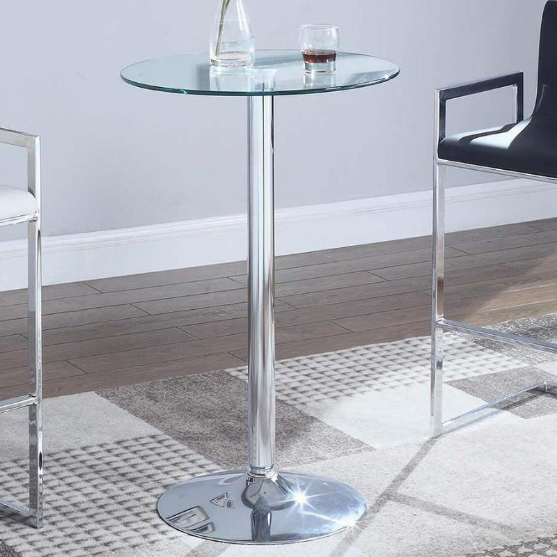Coaster Furniture Round Pub Height Dining Table with Glass Top and Pedestal Base 120341 IMAGE 2