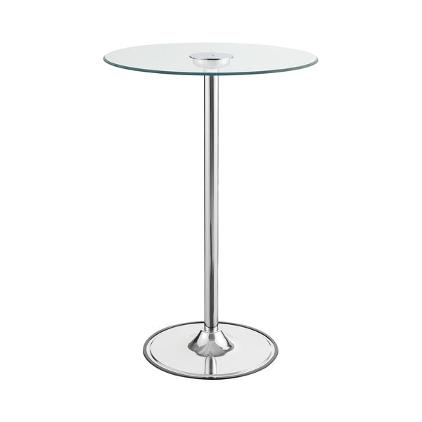 Coaster Furniture Round Pub Height Dining Table with Glass Top and Pedestal Base 122400 IMAGE 1