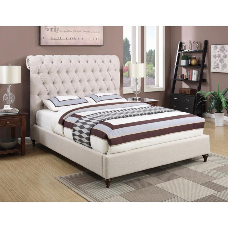 Coaster Furniture Devon King Upholstered Platform Bed 300525KE IMAGE 4