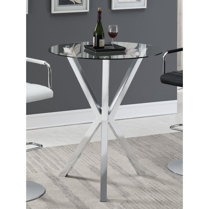 Coaster Furniture Round Pub Height Dining Table with Glass Top and Pedestal Base 100186 IMAGE 2
