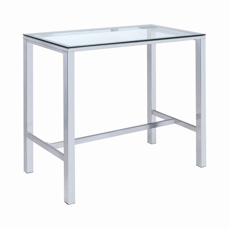 Coaster Furniture Pub Height Dining Table with Glass Top and Trestle Base 104873 IMAGE 1