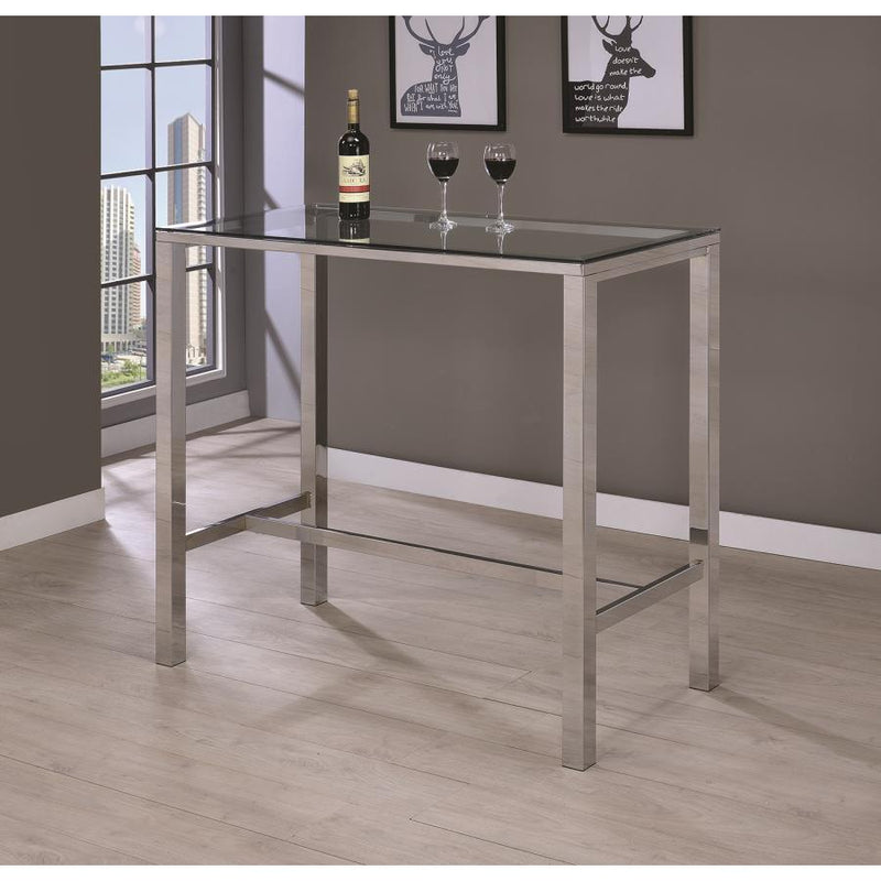 Coaster Furniture Pub Height Dining Table with Glass Top and Trestle Base 104873 IMAGE 4