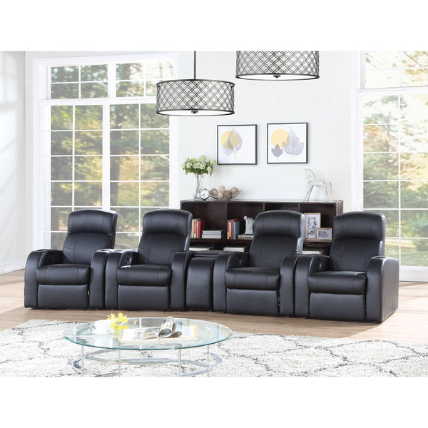 Coaster Furniture Cyrus Leather match Reclining Home Theater Seating (with Wall Recline) 600001-S4B IMAGE 1
