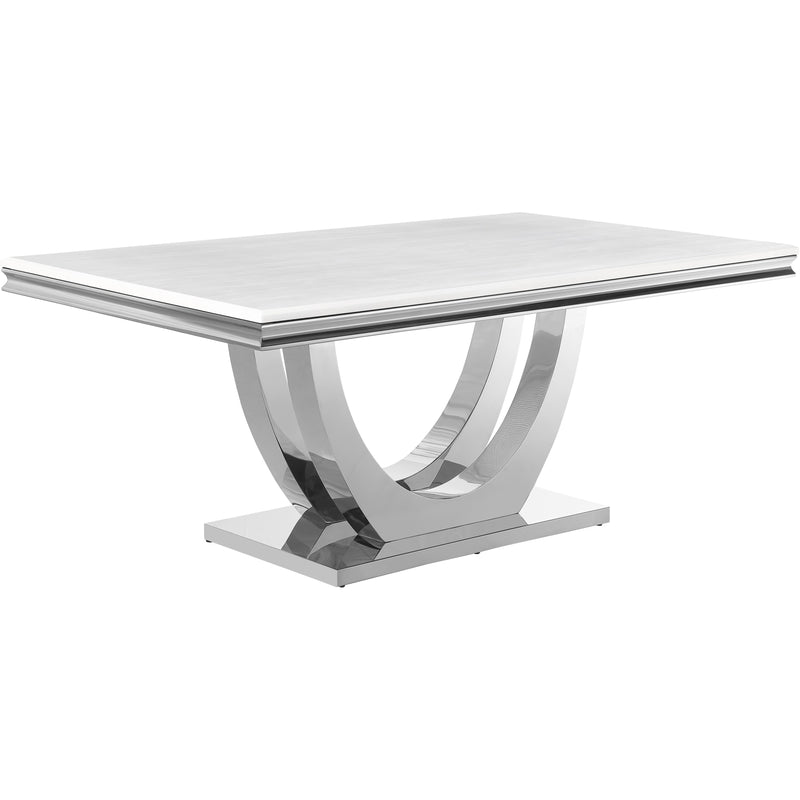 Coaster Furniture Kerwin Dining Table with Faux Marble Top and Pedestal Base 111101 IMAGE 1