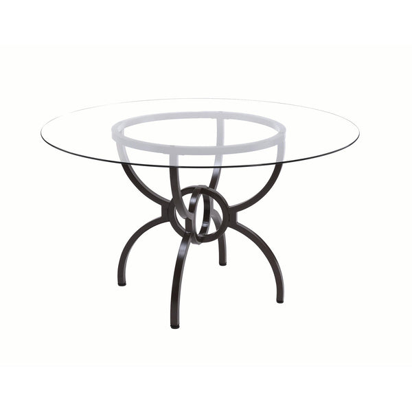 Coaster Furniture Round Aviano Dining Table with Glass Top and Pedestal Base 108291/CB48RD-6 IMAGE 1