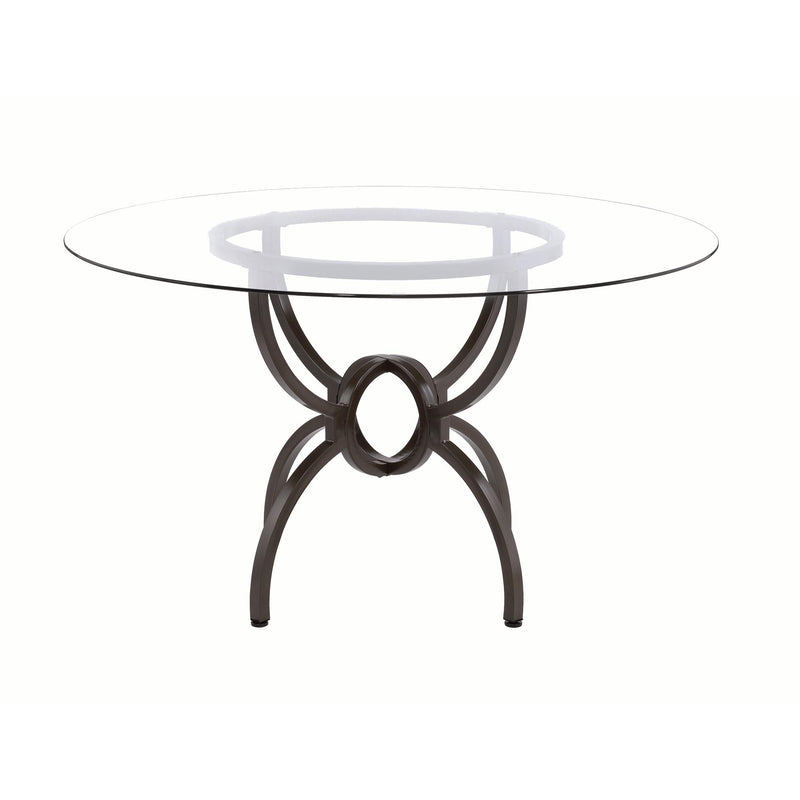 Coaster Furniture Round Aviano Dining Table with Glass Top and Pedestal Base 108291/CB48RD-6 IMAGE 2