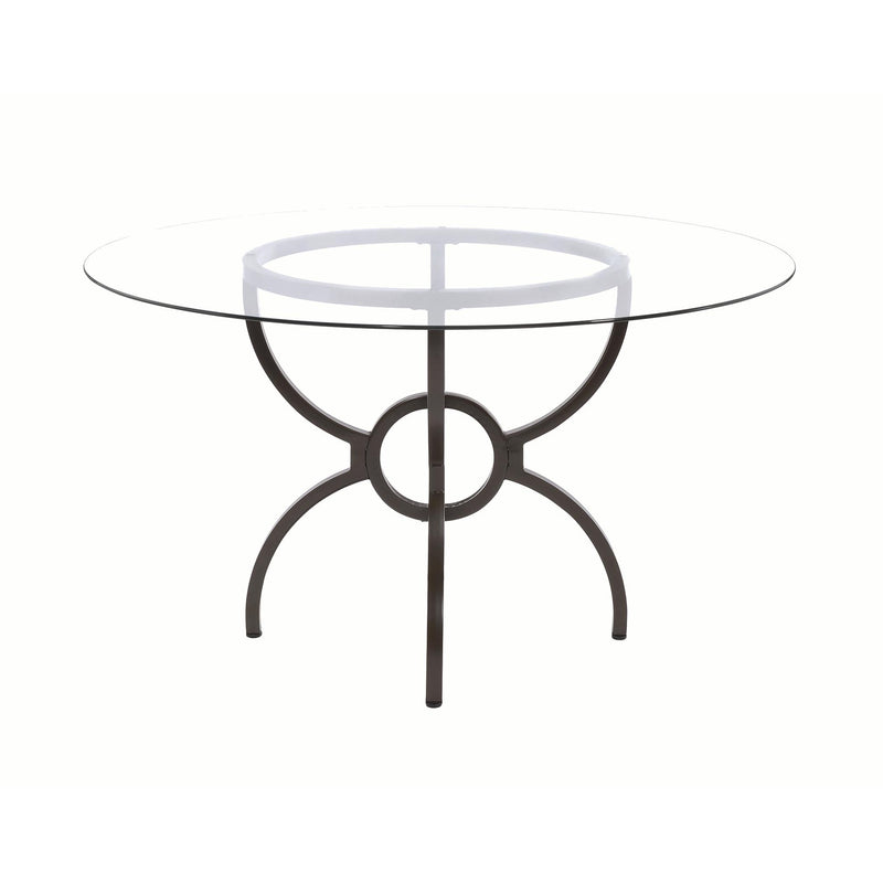 Coaster Furniture Round Aviano Dining Table with Glass Top and Pedestal Base 108291/CB48RD-6 IMAGE 3