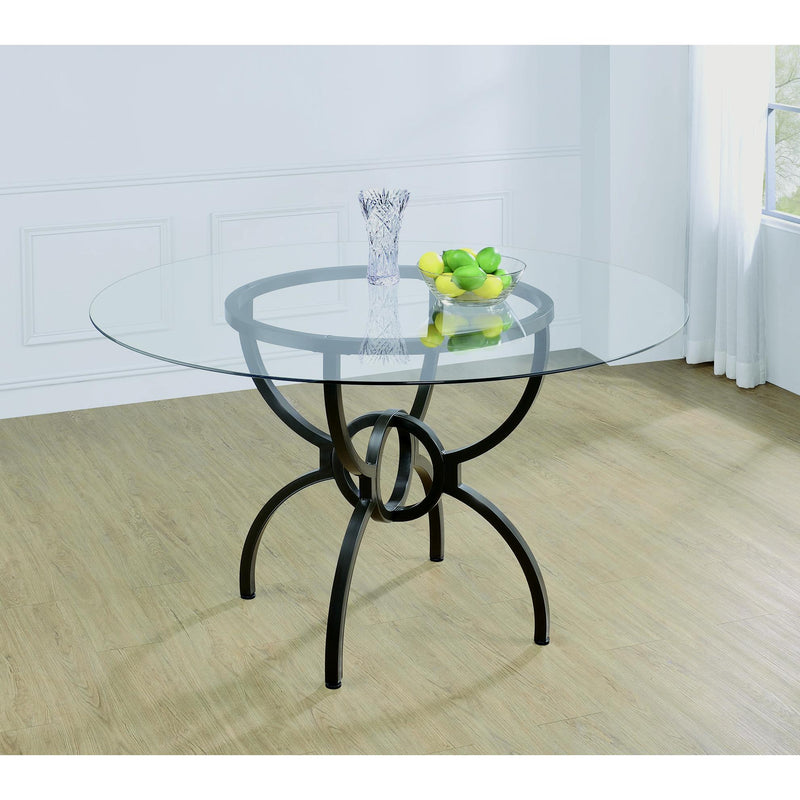 Coaster Furniture Round Aviano Dining Table with Glass Top and Pedestal Base 108291/CB48RD-6 IMAGE 4