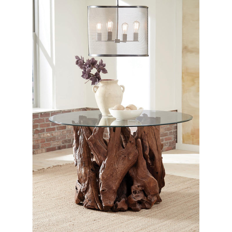 Coaster Furniture Round Asbury Dining Table with Glass Top and Pedestal Base 109511BG IMAGE 2