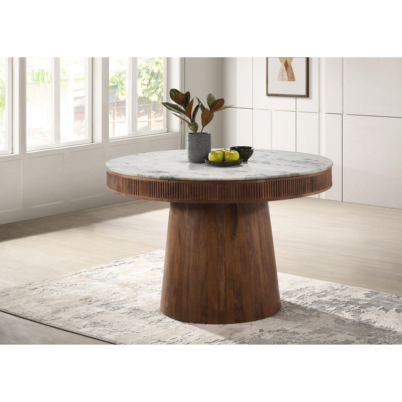 Coaster Furniture Round Ortega Dining Table with Marble Top and Pedestal Base 105141 IMAGE 3