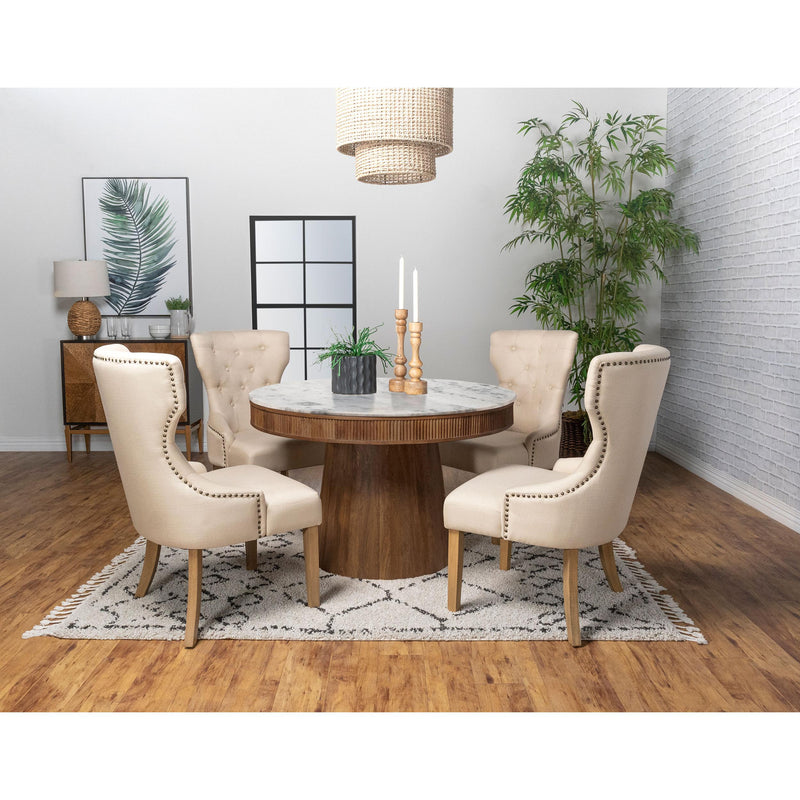 Coaster Furniture Round Ortega Dining Table with Marble Top and Pedestal Base 105141 IMAGE 4