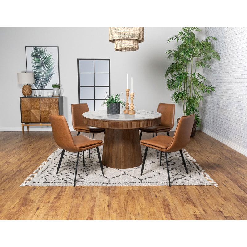 Coaster Furniture Round Ortega Dining Table with Marble Top and Pedestal Base 105141 IMAGE 5